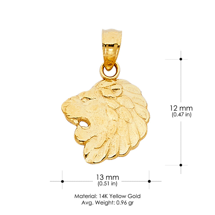 14K Gold Lion Charm Pendant with 2.3mm Figaro 3+1 Chain Necklace