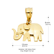 14K Gold Elephant Charm Pendant