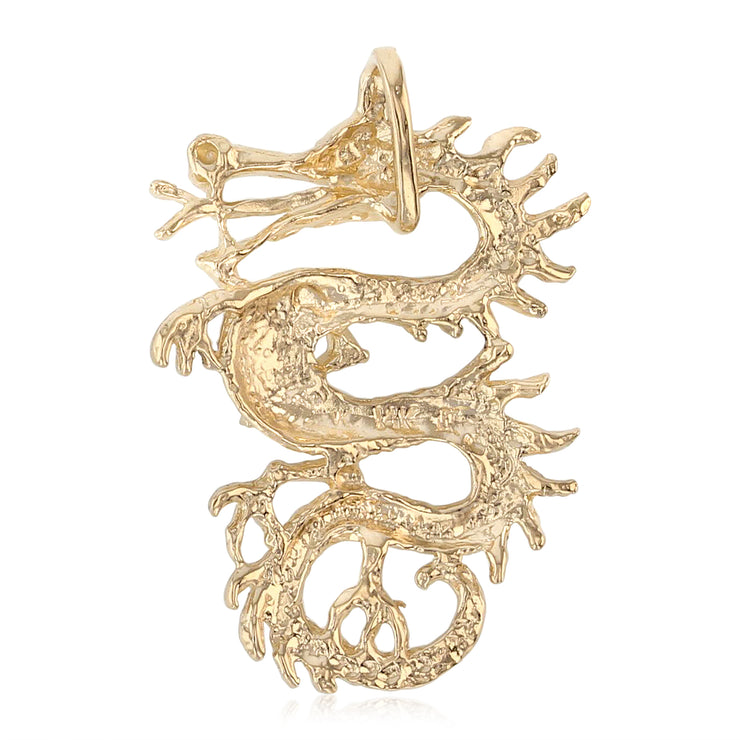 14K Gold Dragon Charm Pendant with 2.3mm Figaro 3+1 Chain Necklace