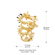 14K Gold Dragon Charm Pendant with 1.2mm Singapore Chain Necklace