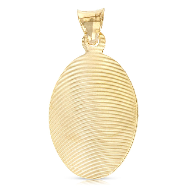 14K Gold Guadalupe Stamp Pendant with 2mm Figaro 3+1 Chain