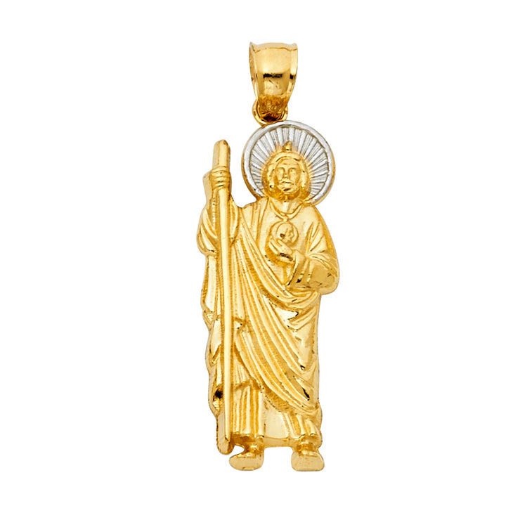 14K Gold Jesus Pendant with 1.2mm Singapore Chain