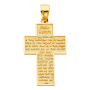 14K Gold Padre Nuestro Cross Charm Pendant with 2.3mm Figaro 3+1 Chain Necklace