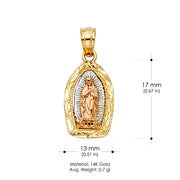14K Gold Religious Guadalupe Pendant