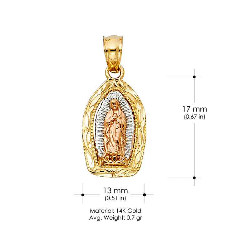 14K Gold Religious Guadalupe Pendant