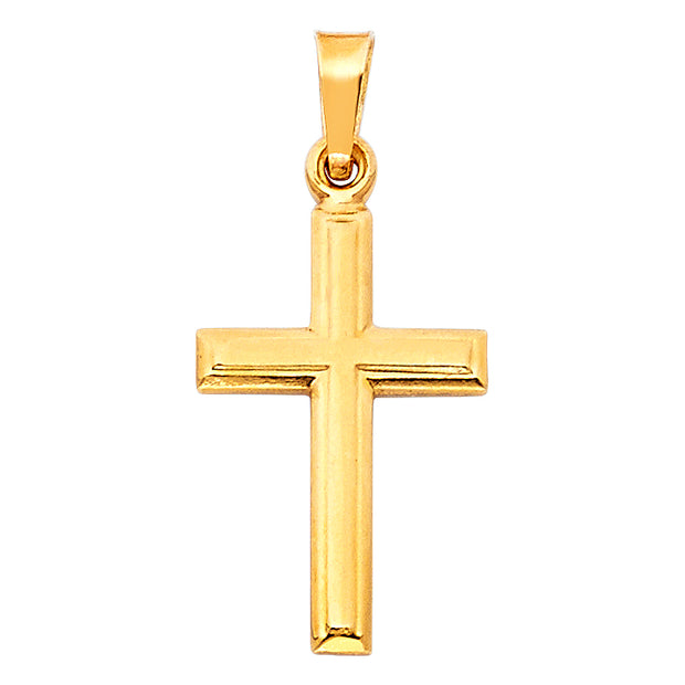 14K Gold Cross Religious Charm Pendant with 0.8mm Box Chain Necklace