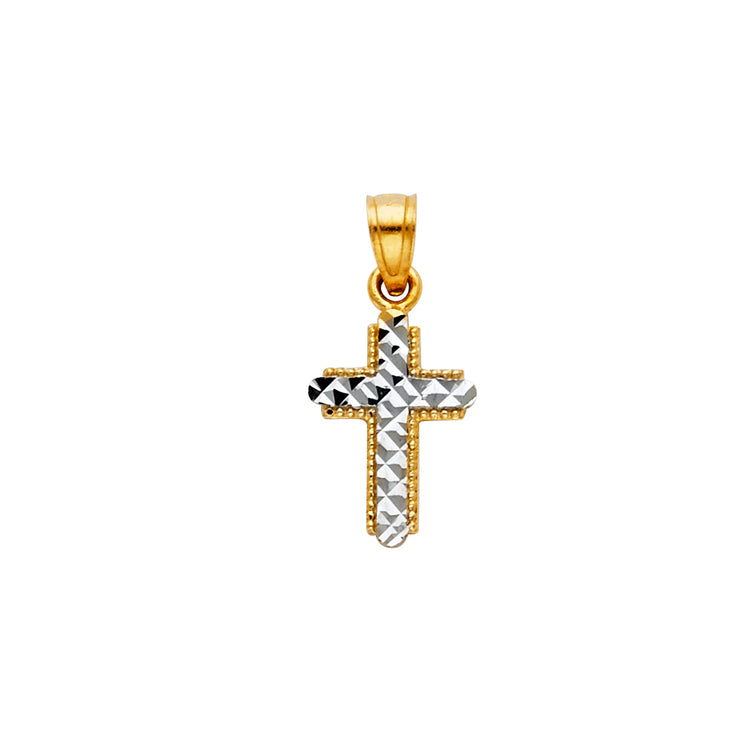 14K Gold Cross Religious Charm Pendant with 0.8mm Box Chain Necklace