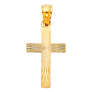 14K Gold Cross Stamp Charm Pendant with 1.7mm Flat Open Wheat Chain Necklace