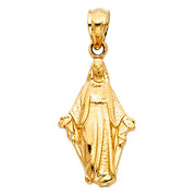 14K Gold Milagrosa Charm Pendant with 0.9mm Wheat Chain Necklace