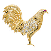 14K Gold CZ Rooster Charm Pendant