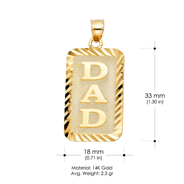 14K Gold Dad Father Charm Pendant