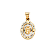 14K Gold Guadalupe CZ Pendant with 2mm Figaro 3+1 Chain