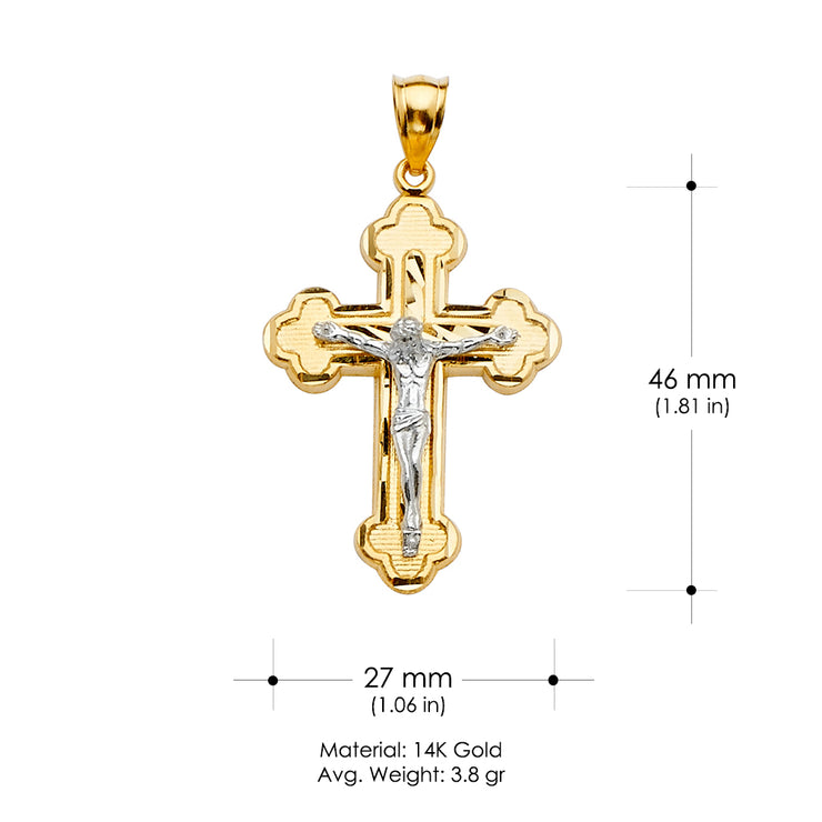 14K Gold Crucifix Cross Religious Pendant