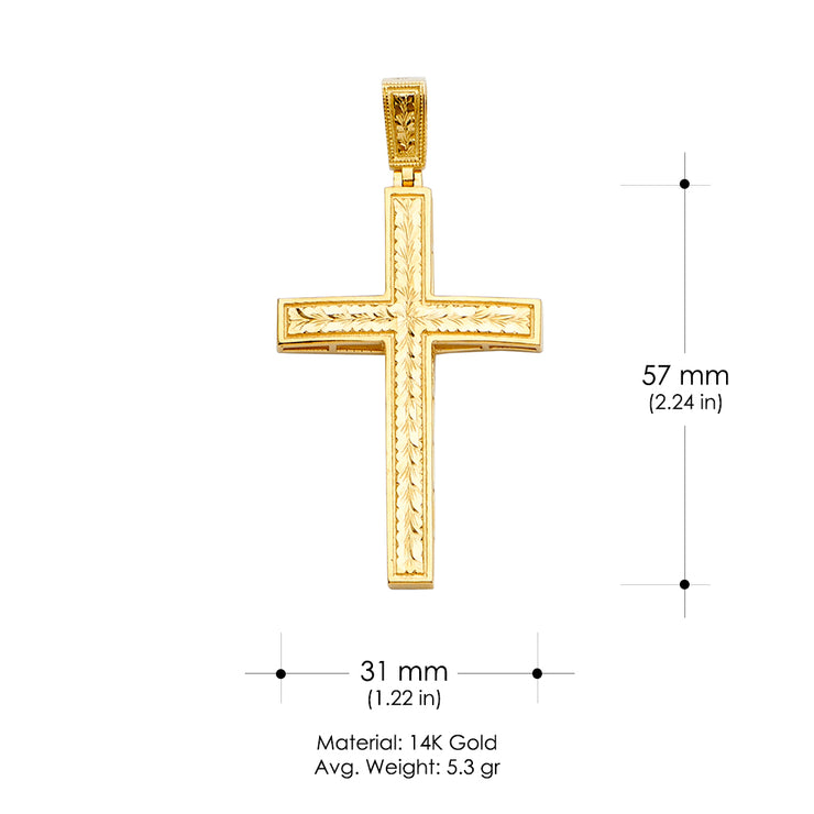 14K Gold Cross Religious Charm Pendant