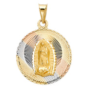 14K Gold Guadalupe Stamp Pendant with 2.6mm Valentino Star Chain