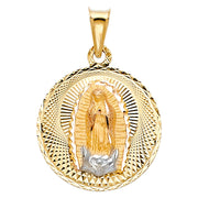 14K Gold Guadalupe Stamp Pendant with 2.6mm Valentino Star Chain