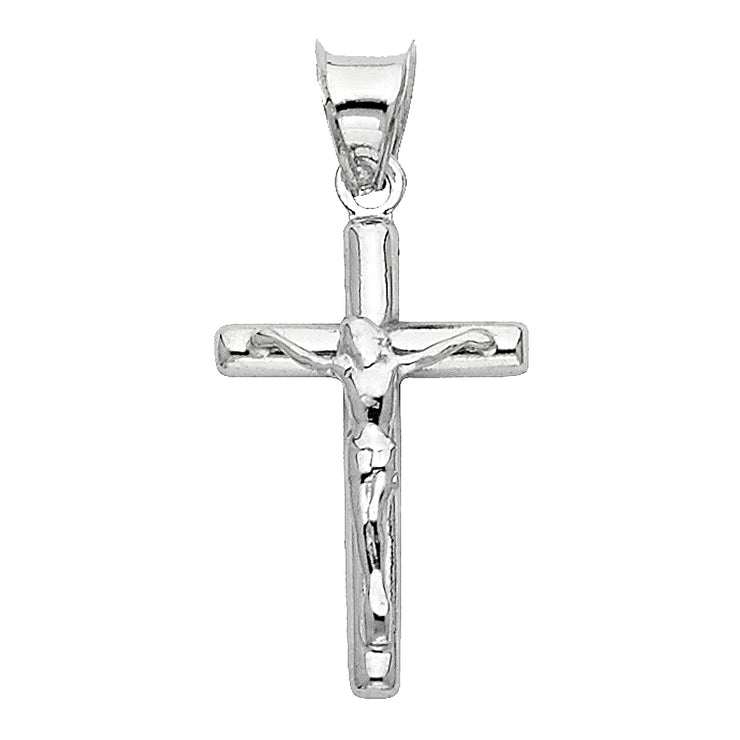 14K Gold Crucifix Cross Pendant with 0.9mm Singapore Chain