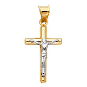 14K Gold Crucifix Cross Pendant with 1.2mm Singapore Chain