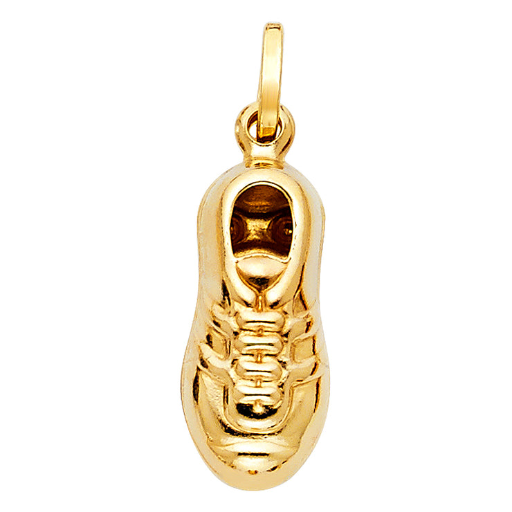 14K Gold Soccer Shoe Enamel Charm Pendant with 1.2mm Singapore Chain Necklace