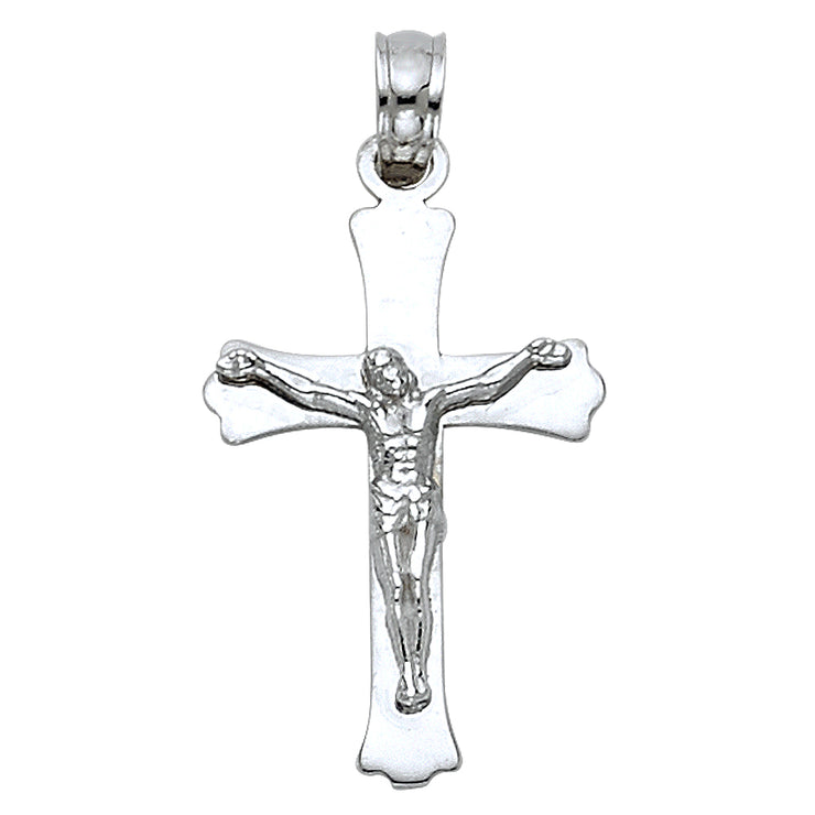 14K Gold Crucifix Cross Pendant with 1.2mm Singapore Chain