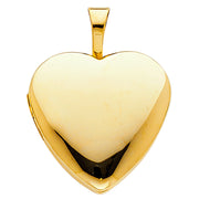 14K Gold Plain Heart Locket Charm Pendant with 2mm Figaro 3+1 Chain Necklace