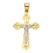 14K Gold Crucifix Pendant with 1.2mm Singapore Chain