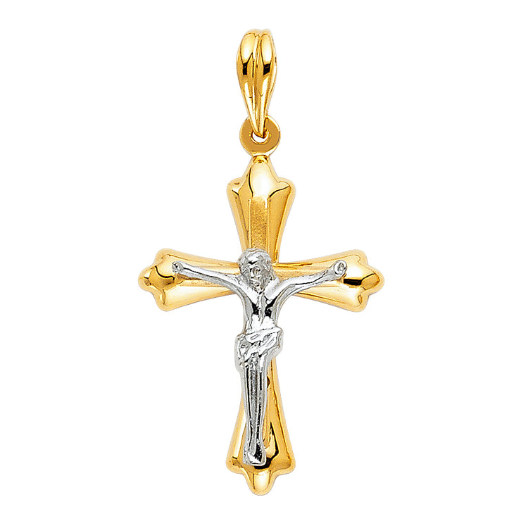 14K Gold Crucifix Pendant with 1.2mm Singapore Chain