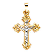 14K Gold Crucifix Pendant with 2.3mm Figaro 3+1 Chain