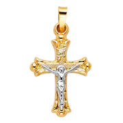 14K Gold Crucifix Pendant with 2.3mm Figaro 3+1 Chain