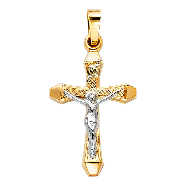 14K Gold Crucifix Pendant with 1.2mm Singapore Chain