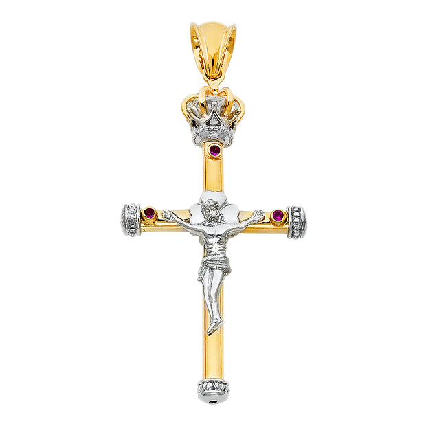 14K Gold Crucifix Pendant with 1.8mm Singapore Chain