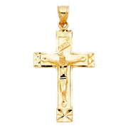 14K Gold Crucifix Charm Pendant with 1.8mm Singapore Chain Necklace