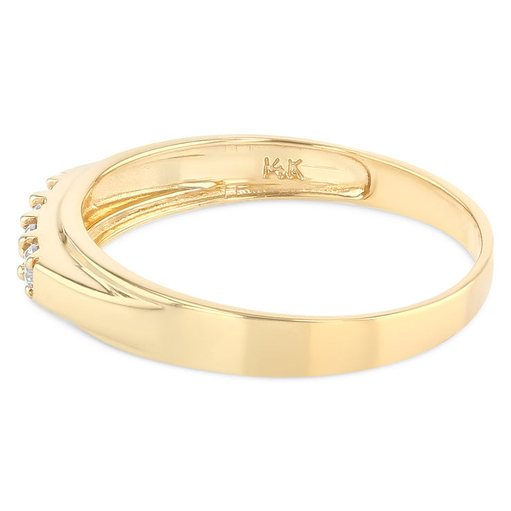 14K Solid Gold Wedding Ring with Stones in Band for Women