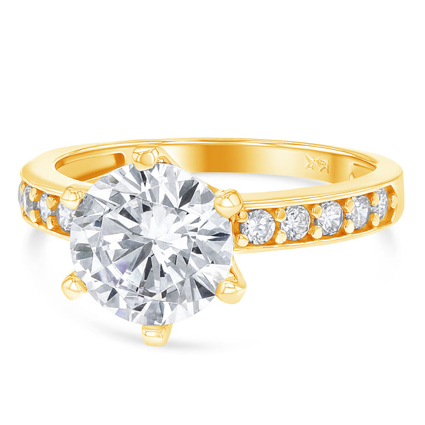 14K Gold 2.25 Ct Round Cut Solitaire CZ Wedding Engagement Ring