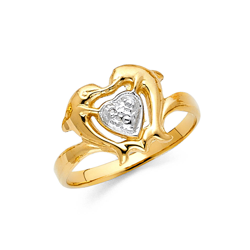 Adorned Hands Brilliant Cut White Diamond Heart Ring in 18K Gold