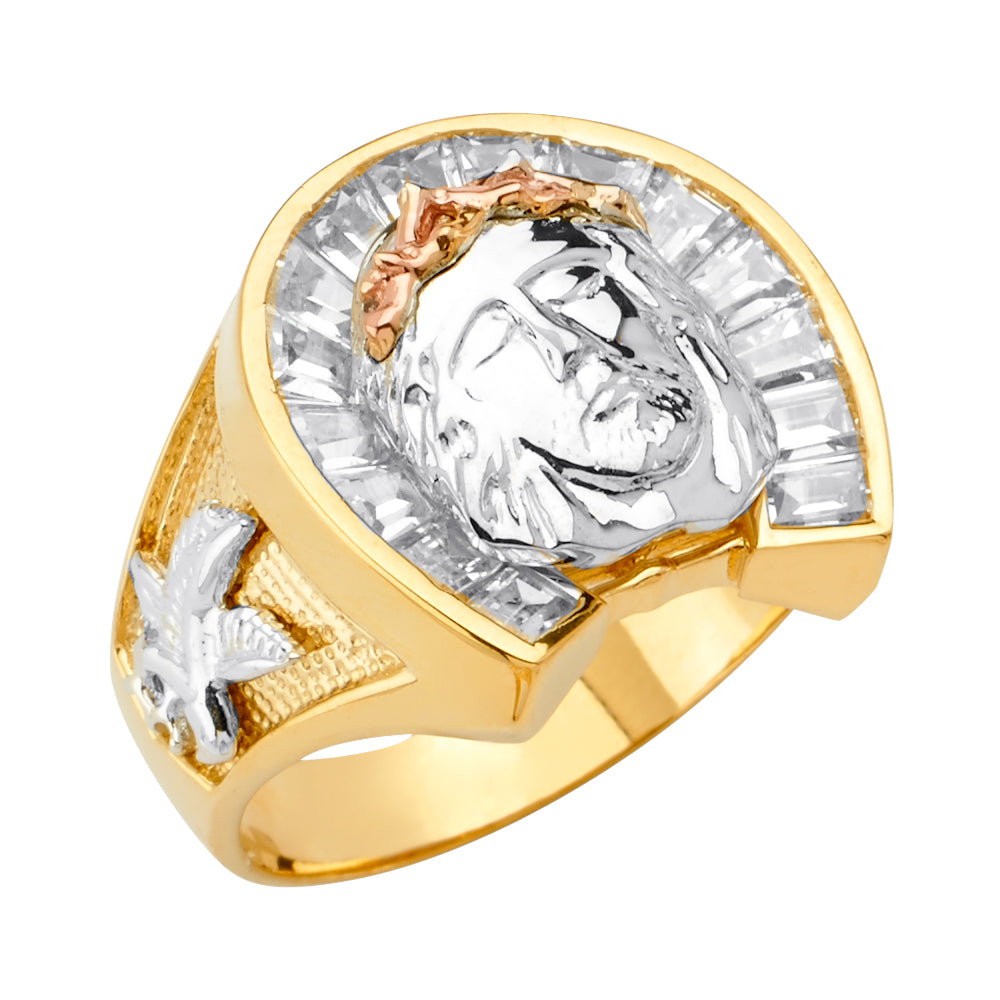 14k Solid Gold Jesus Face Ring - Luxury Grimal