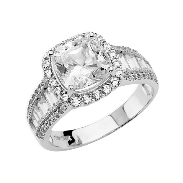 14K Solid Gold Princess Cut CZ Wedding Engagement Ring