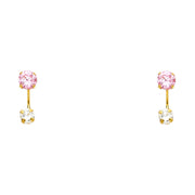 14K Gold CZ Round Cut Solitaire Stud Earrings