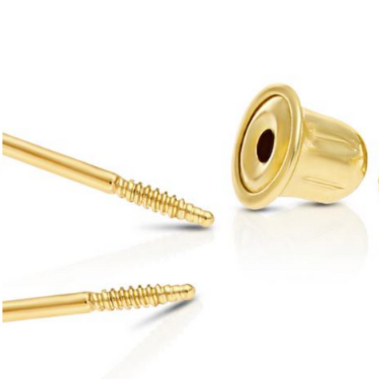 14K Gold Screw Back Earring Back, Sold Individually, 14K Screw Replacement  Backs, Gold Baby Earring Back Replacement, Safety Screw Backs 