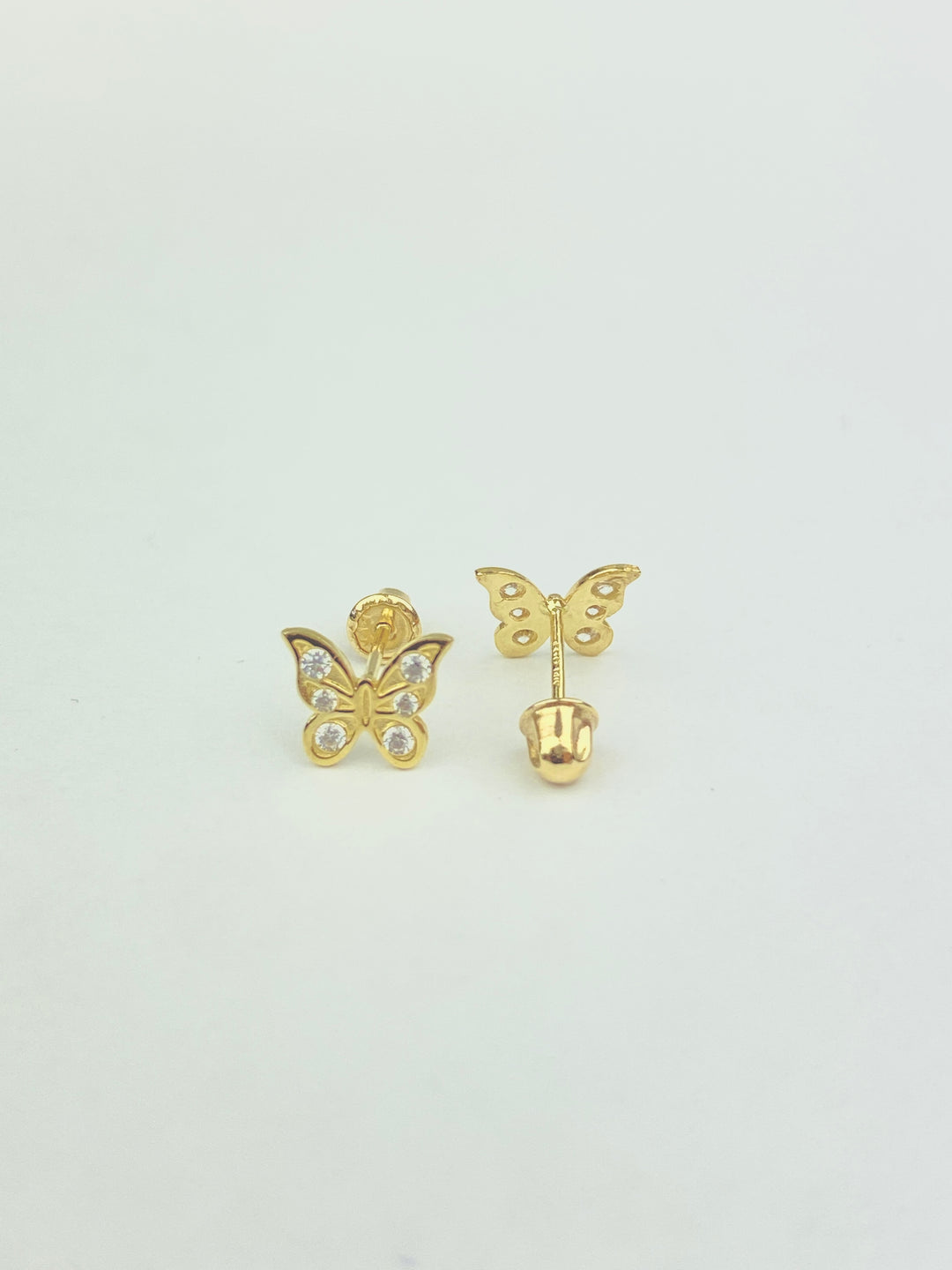 14K Solid Gold Butterfly Cz Post, 6mm 14K Polished Dainty Butterfly Earrings, Butterfly Cz Stud Earrings, 14K Gold outlet Stud Earrings- GK1048